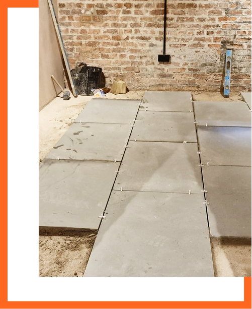 Limestone floor in progress