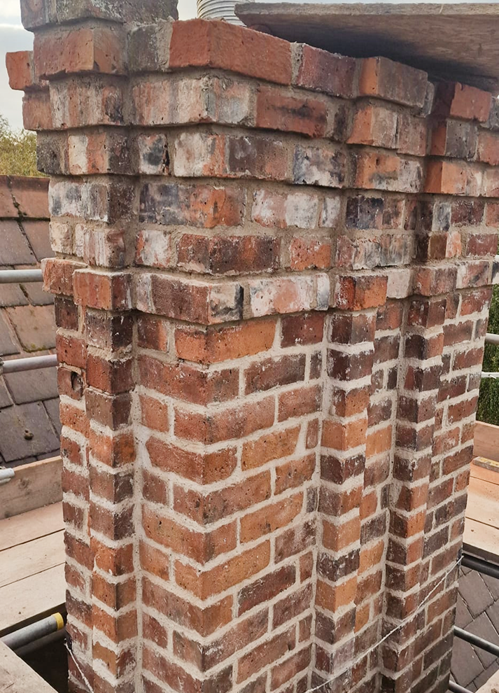 Full-length shot of completed chimney