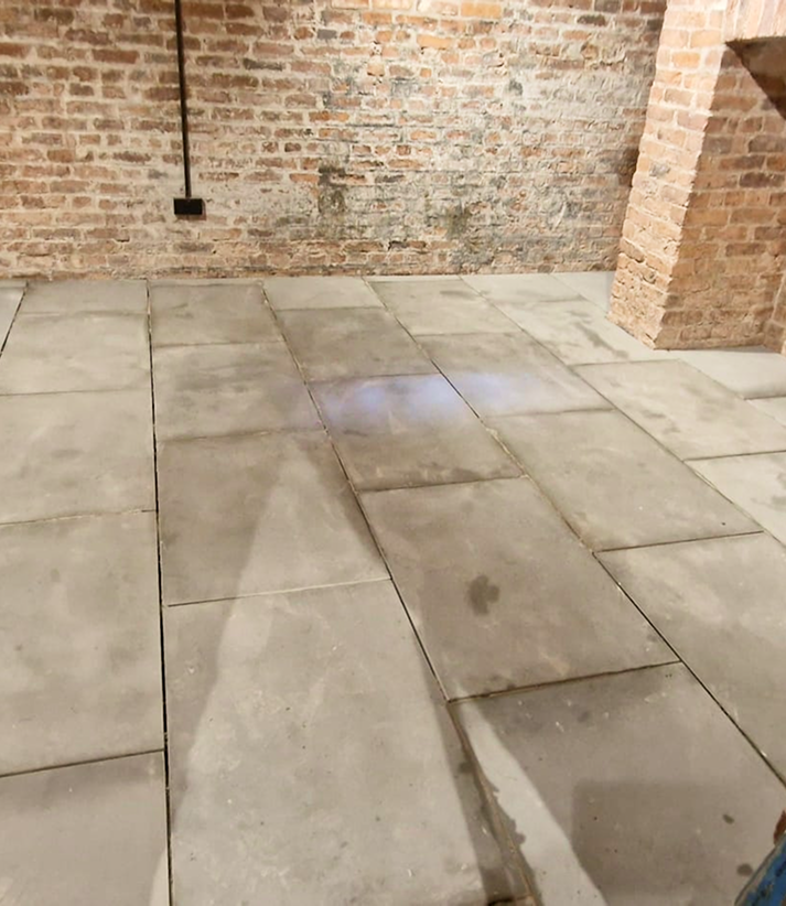 View of freshly laid Limestone floor
